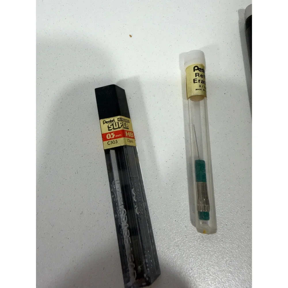 Pentel‎ P225 Sharp Mechanical Pencil 0.5mm Black w HB Lead Refills and Erasers